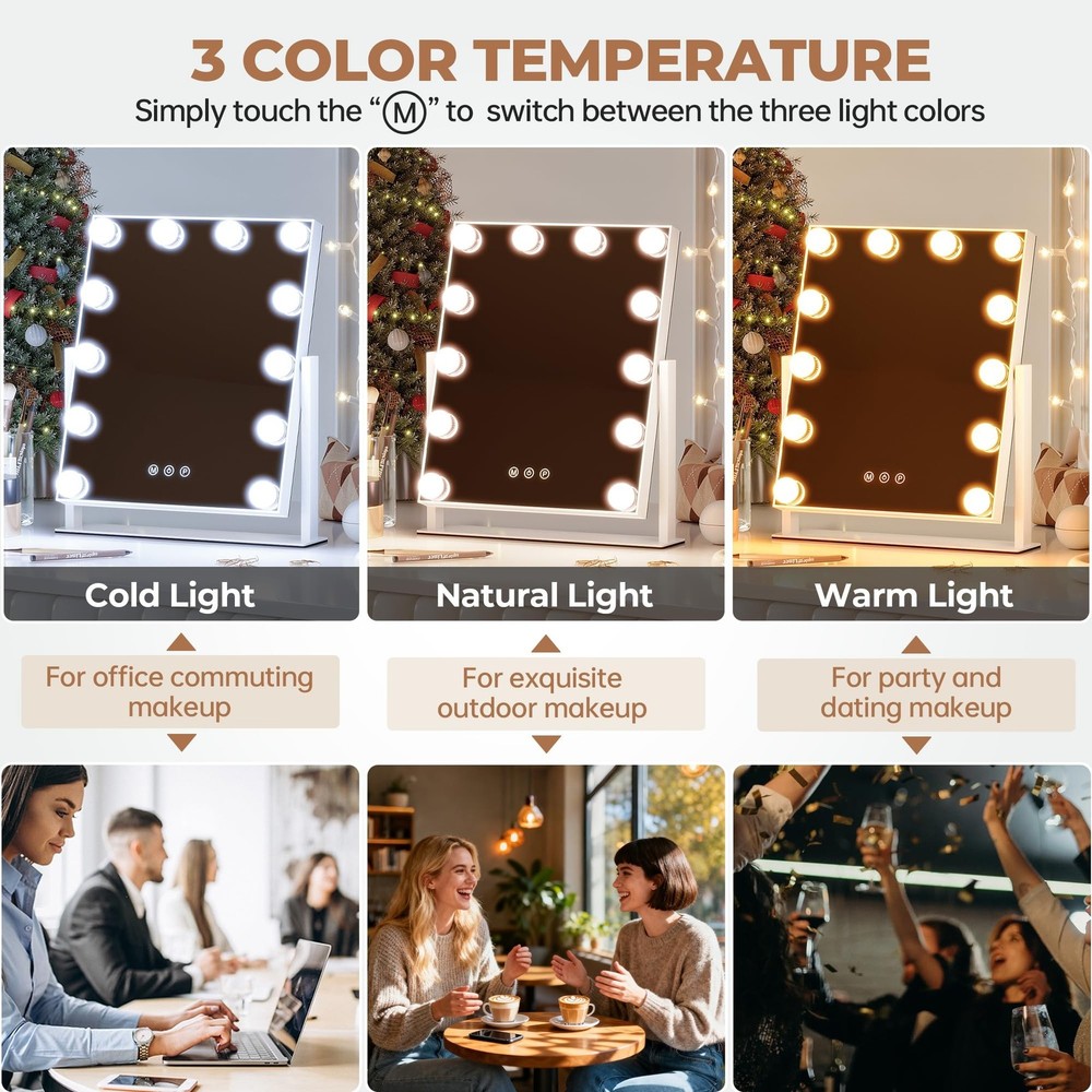 Vanity Mirror with Lights, 12 Bulbs Makeup Mirror with Smart Touch Control, 3...