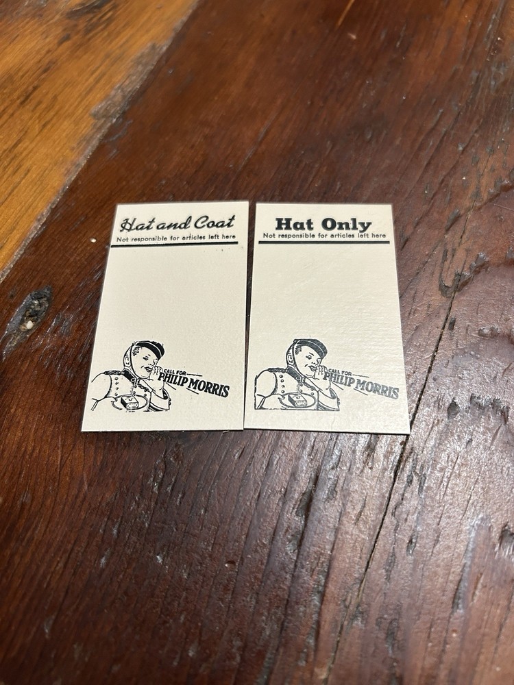 Phillip Morris Advertising Hat  & Coat Check Tags-1E