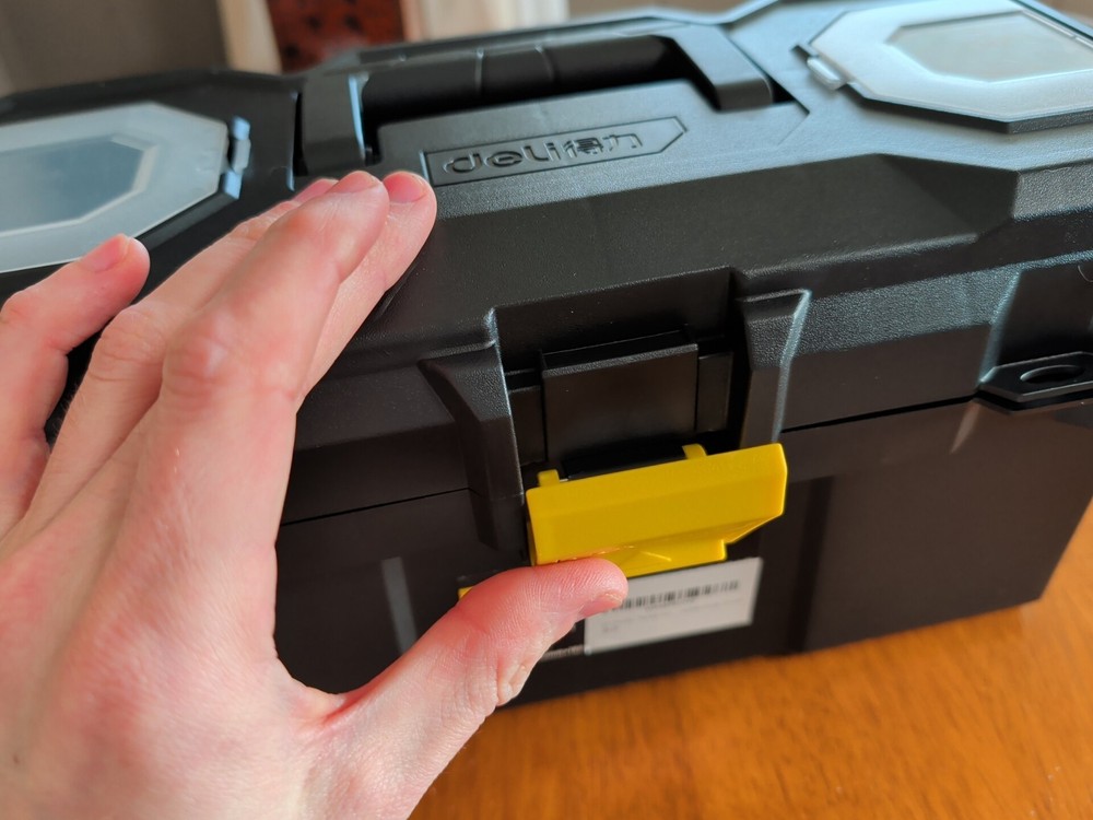 Deli Small Tool Box, 15in Plastic Toolbox with Handle, Portable Tool Box