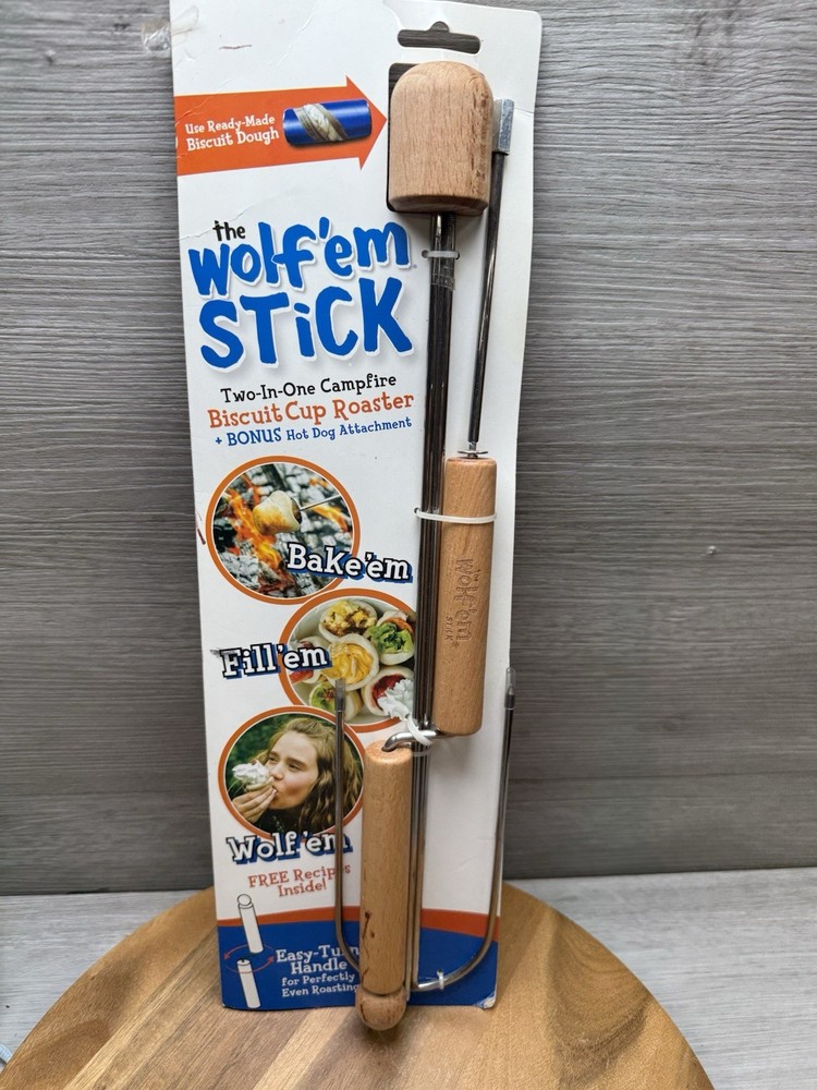 Wolf'em Stick Campfire Biscuit Cup/Hot Dog/Marshmellow Campfire Cook Tool *NEW*