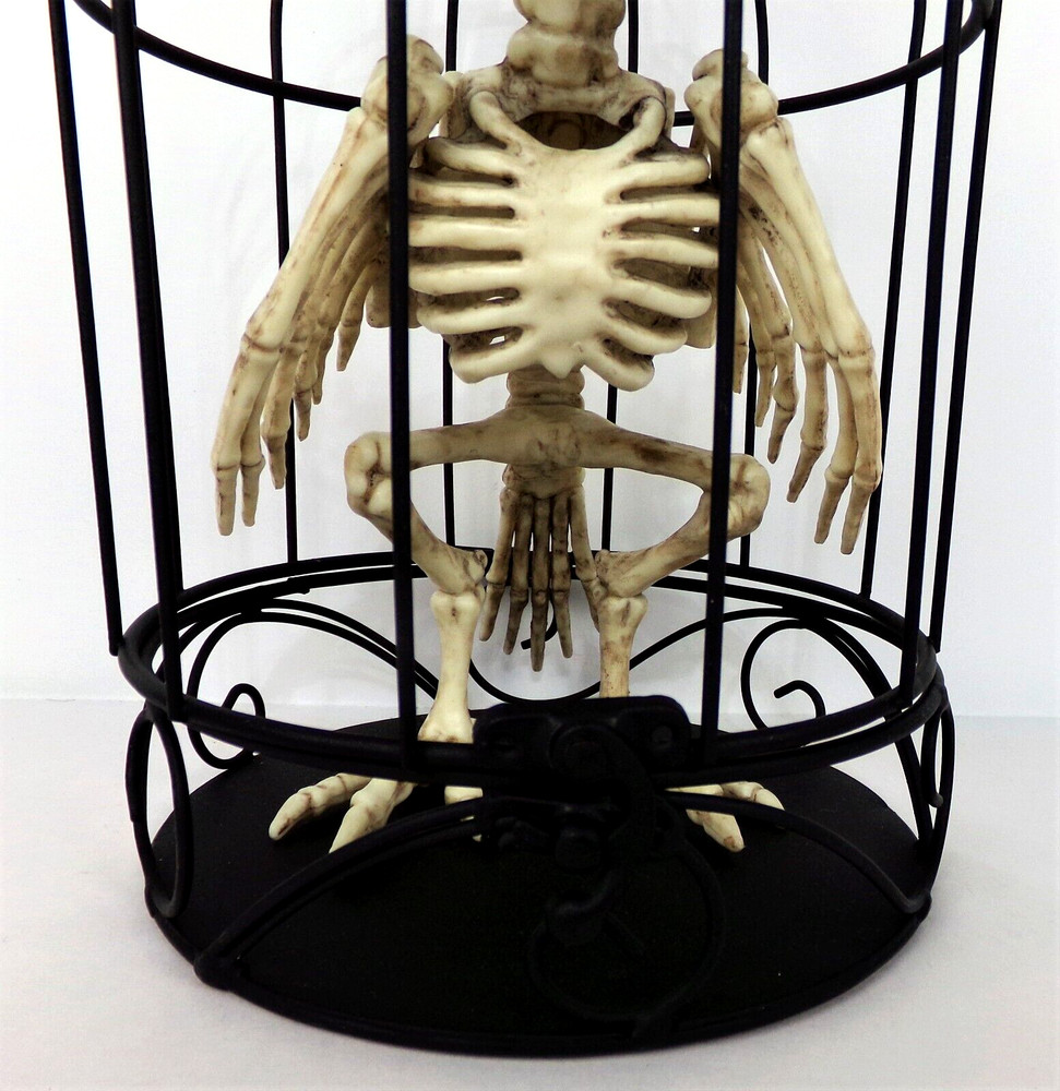 Halloween Skeleton Bird in Cage