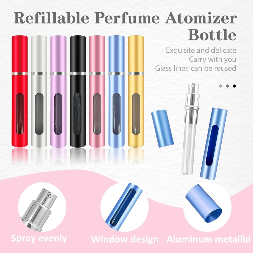 2 Pack Refillable Mini Perfume Atomizer Bottle，Portable Separate Bottles，Tra