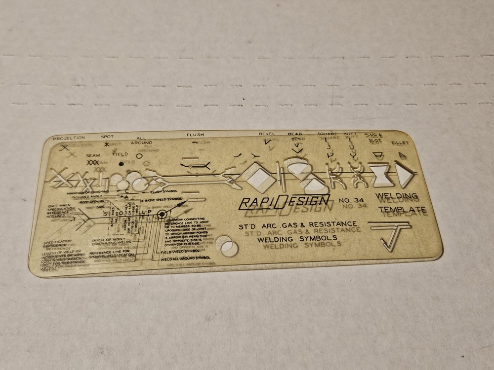 BEROL RAPIDESIGN NO.34 WELDING SYMBOLS TEMPLATE ENGINEERING DRAFTING TOOL GUIDE