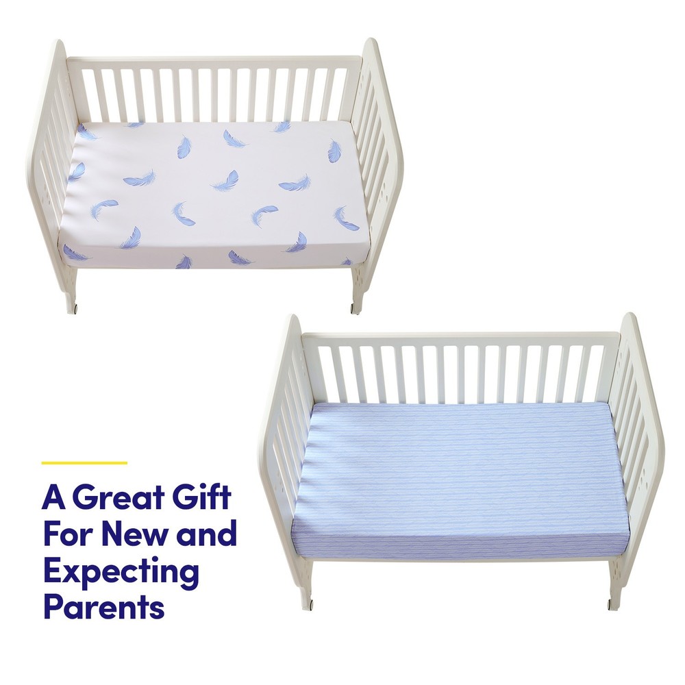 2-Pack Fitted Crib Sheets Microfiber Fits 28" x 52" Mattress Feathers