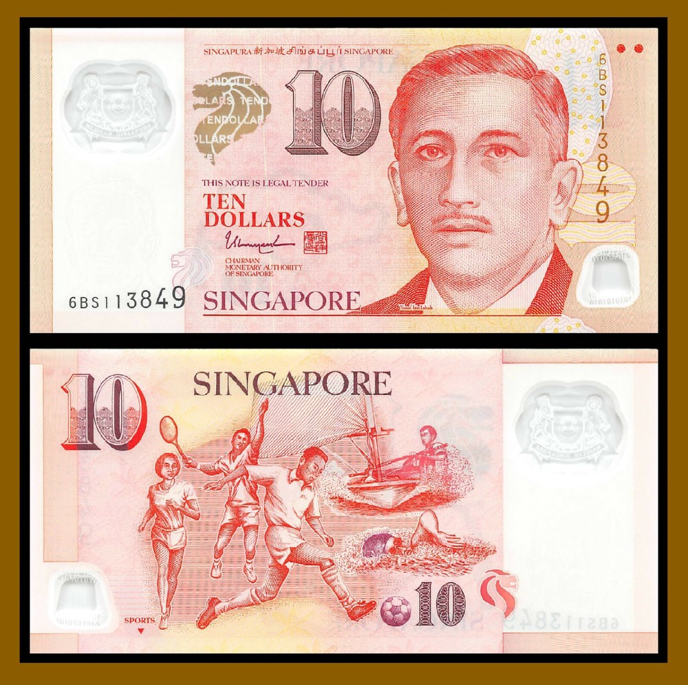 Singapore 10 Dollars, 2018 P-48m Inverted Triangle Unc