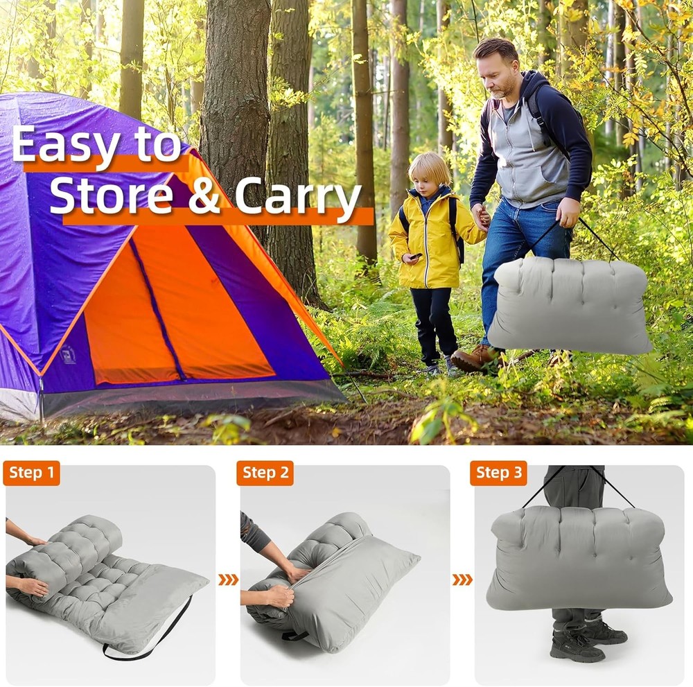 Portable Camping Cot 600LBS Max Load Extra Wide W/ Thick Mattress Folding Cot