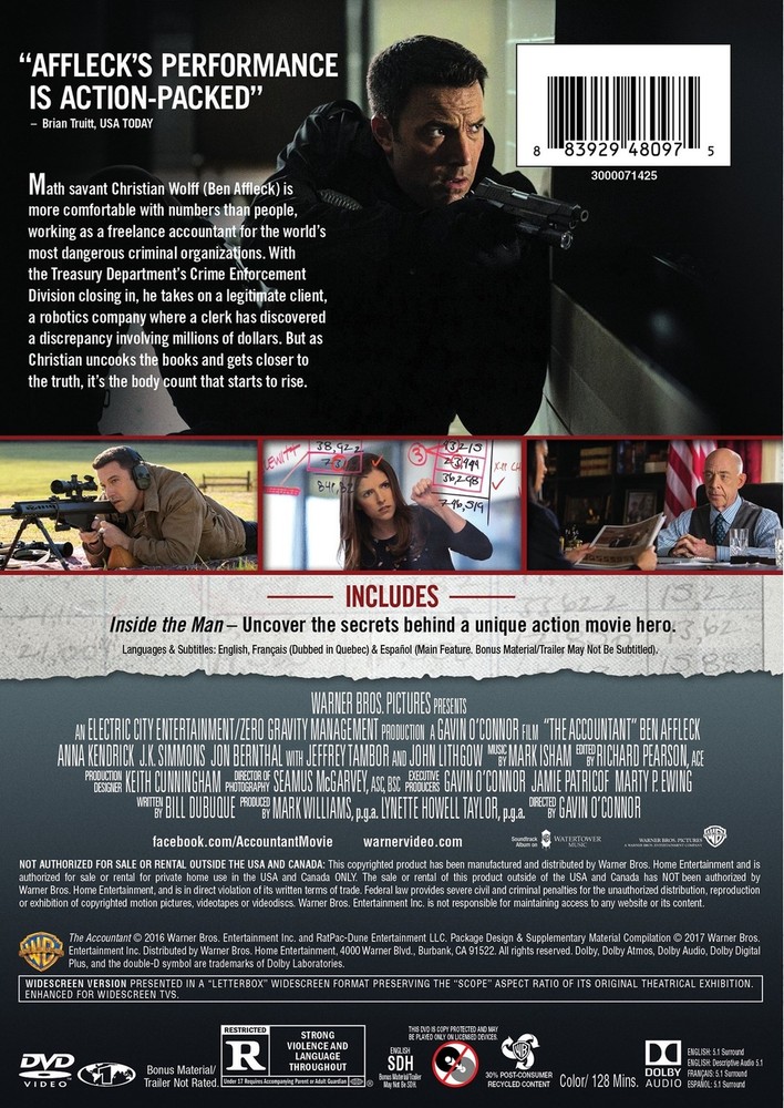 The Accountant DVD Ben Affleck NEW