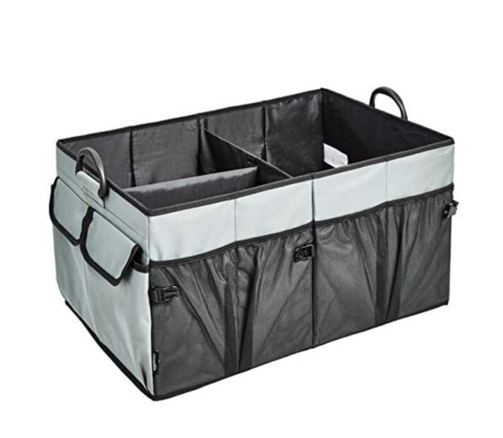 Foldable Boot/Trunk Organizer with Plastic Handles - Grey