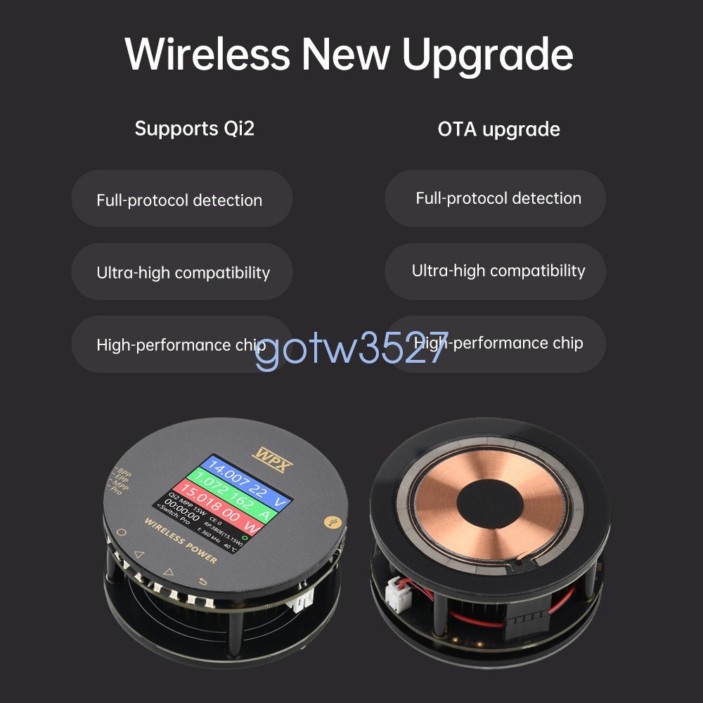 LCD Magnetic Wireless Charging Tester Voltage Current Power Meter Fast Charging