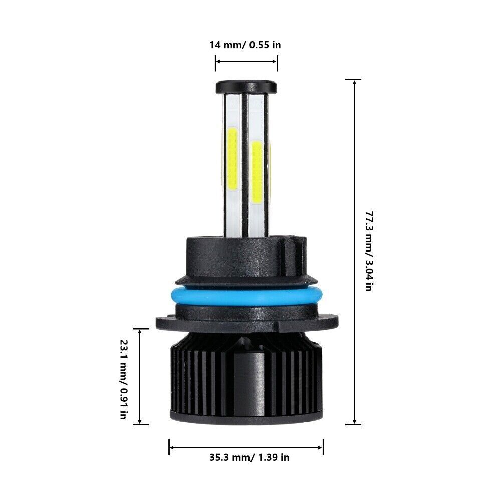 6-sides 9007 HB5 LED Headlight Bulbs High Low Beam 6000K Super Bright 3000000LM