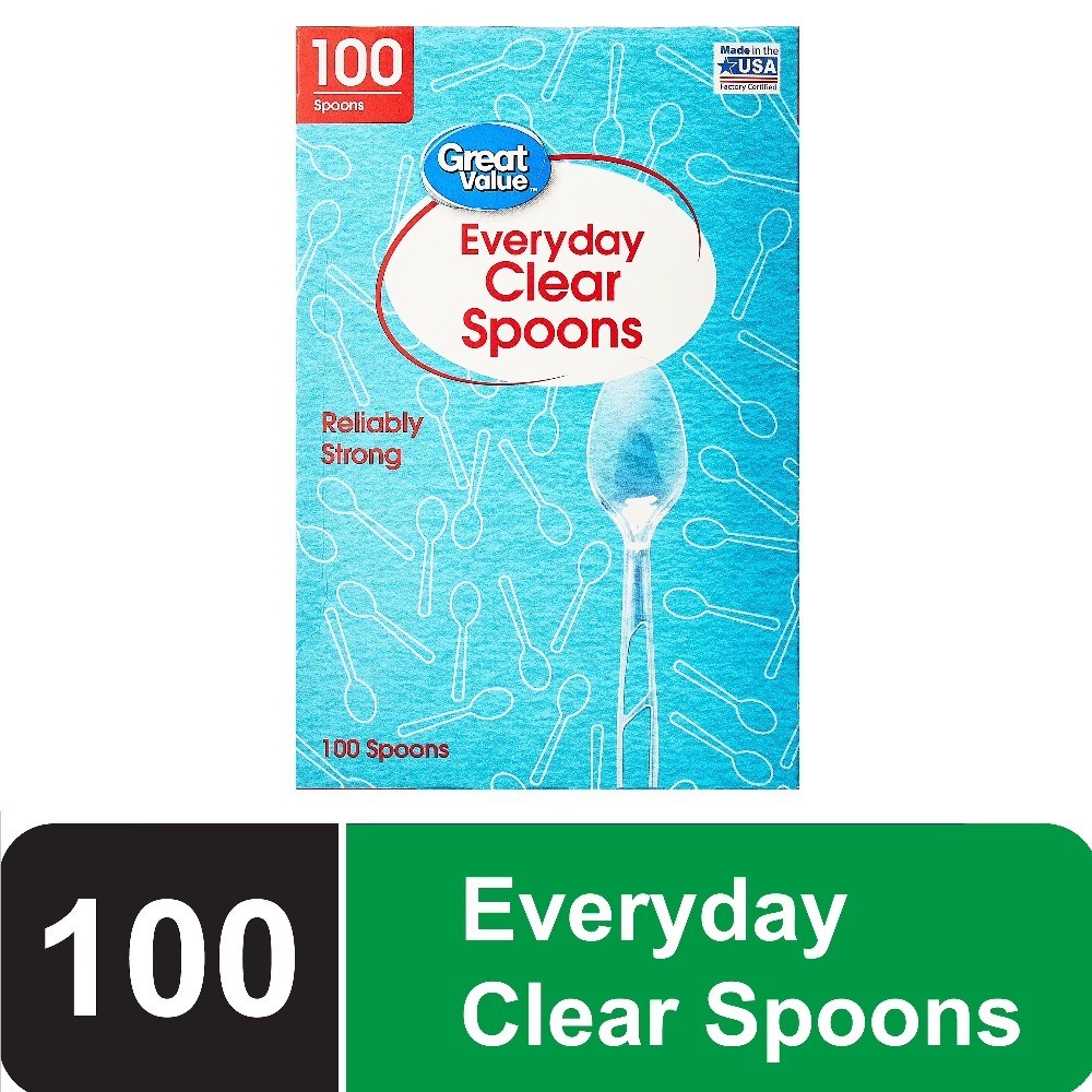 Plastic Everyday Clear Spoons, 200-Pack Bulk Disposable Spoons for Parties,