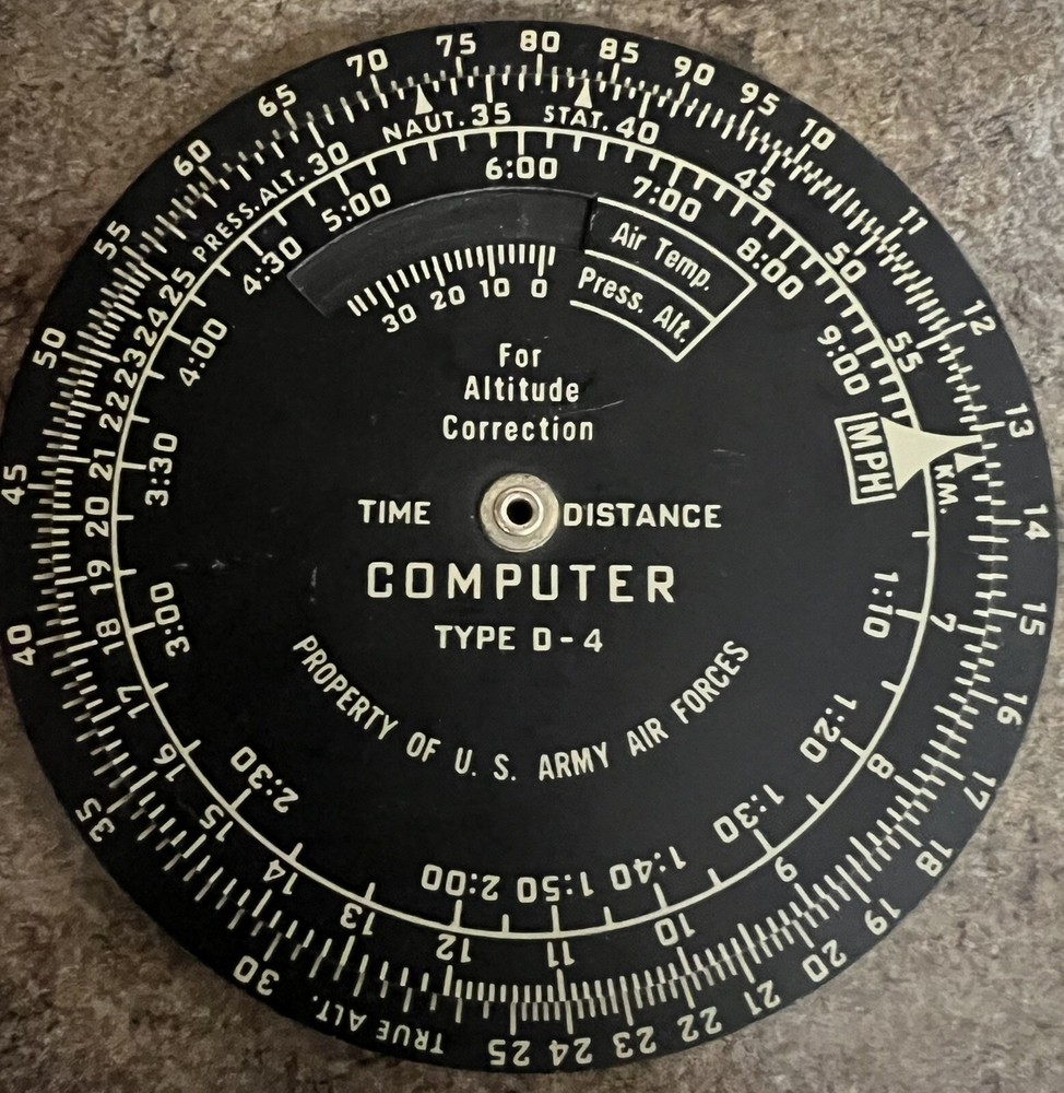 AAF TYPE D-4 TIME & DISTANCE COMPUTER-