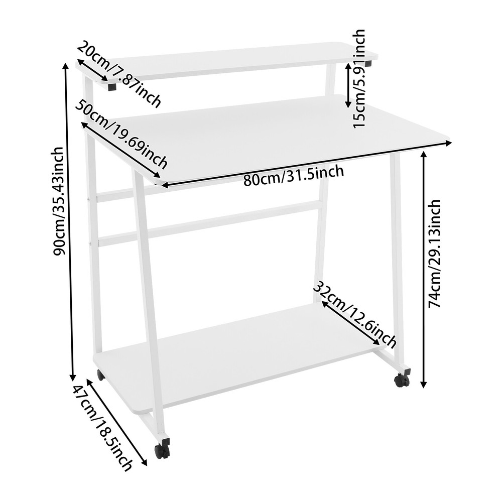 Modern Free Standing Home Office Desk Rolling Computer Desk 3-tier Computer Desk