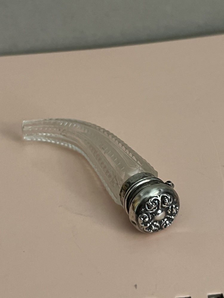 Antique Cut Crystal Sterling Silver Perfume Bottle