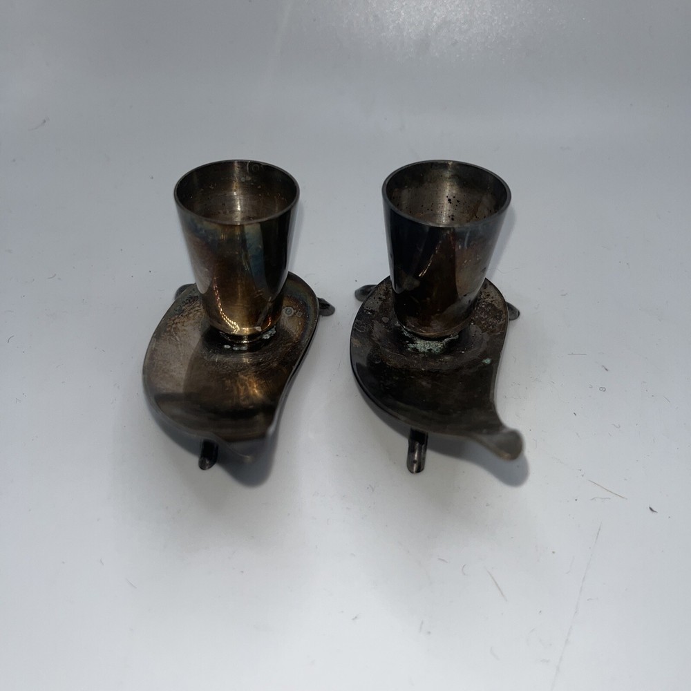 Sterling Silver Pair Vtg Candle Holders Made in Denmark William Schmidt