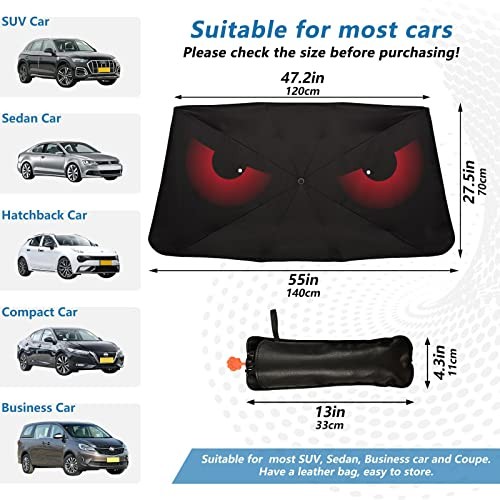 Scary Evil Red Eyes Windshield Sun Shade Umbrella Foldable Car Front multi 7