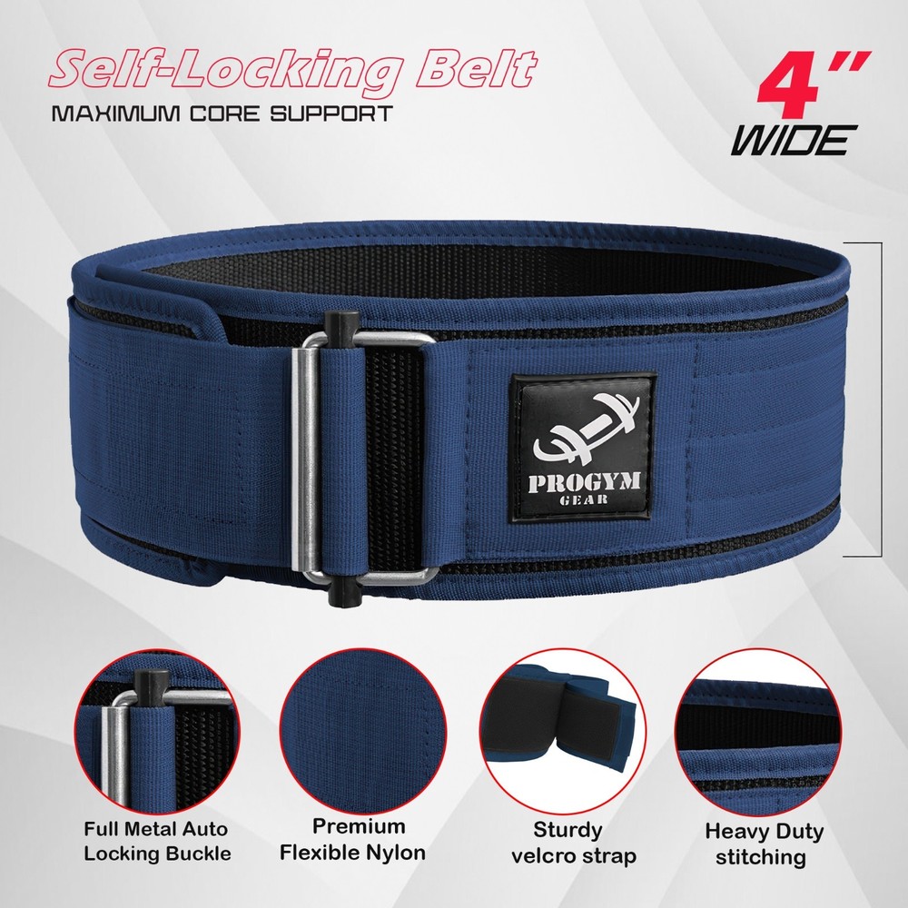 Self-Locking Weight Lifting Belt Weight Training Powerlifting, Deadlifting Blue