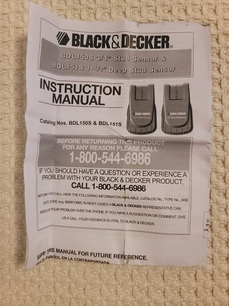 VINTAGE BLACK & DECKER BDL150S STUD SENSOR