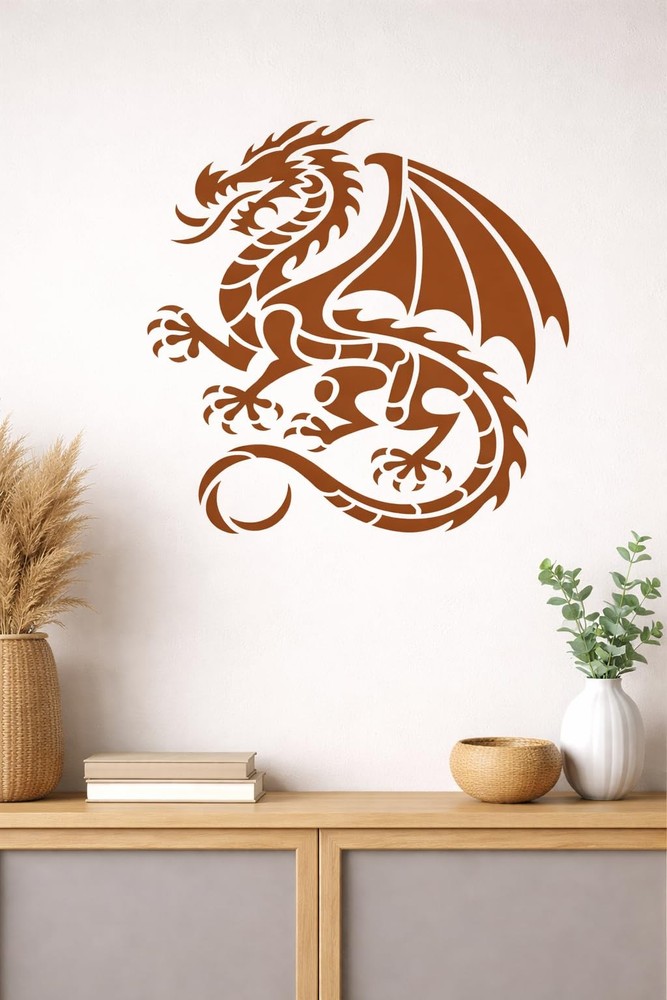 Dragon Stencil – Mythical Fantasy Creature Design Template Pattern Reusable A...