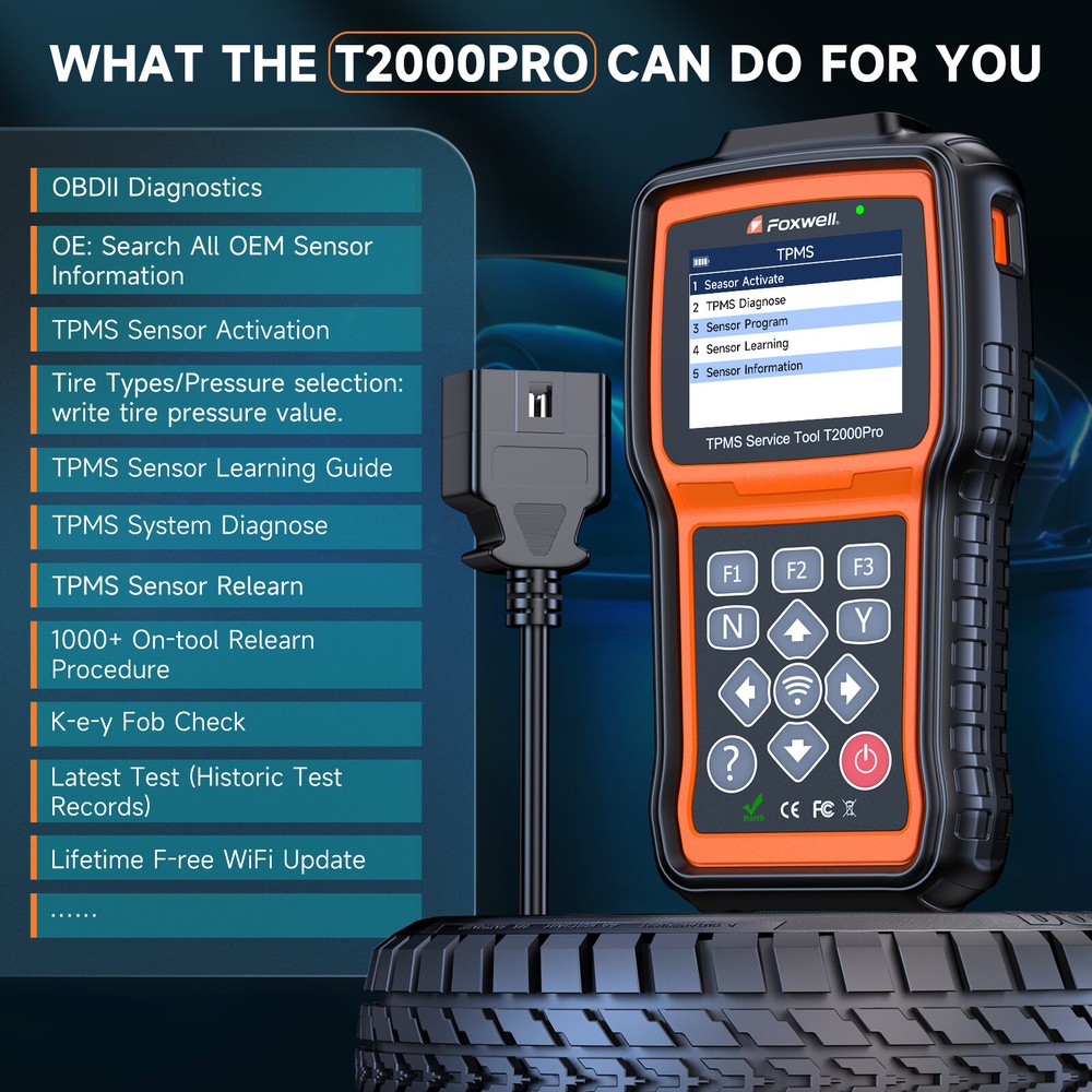 FOXWELL TPMS T2000 PRO TPMS Relearn TPMS Sensors Activate Reset Programming Tool