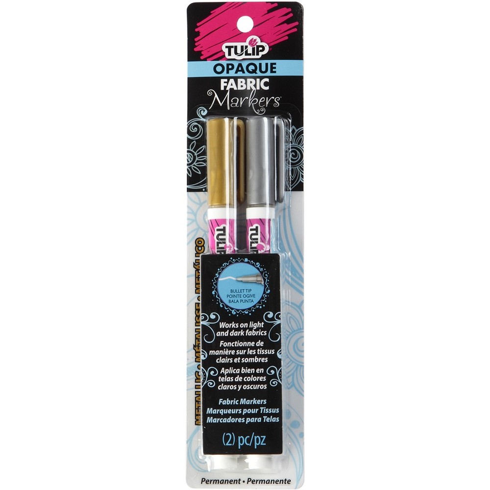 Tulip Opaque Fabric Markers 2/Pkg-Metallic