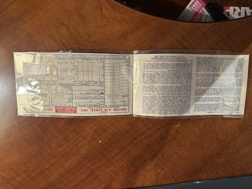 Old 1954 Delta airline Ticket