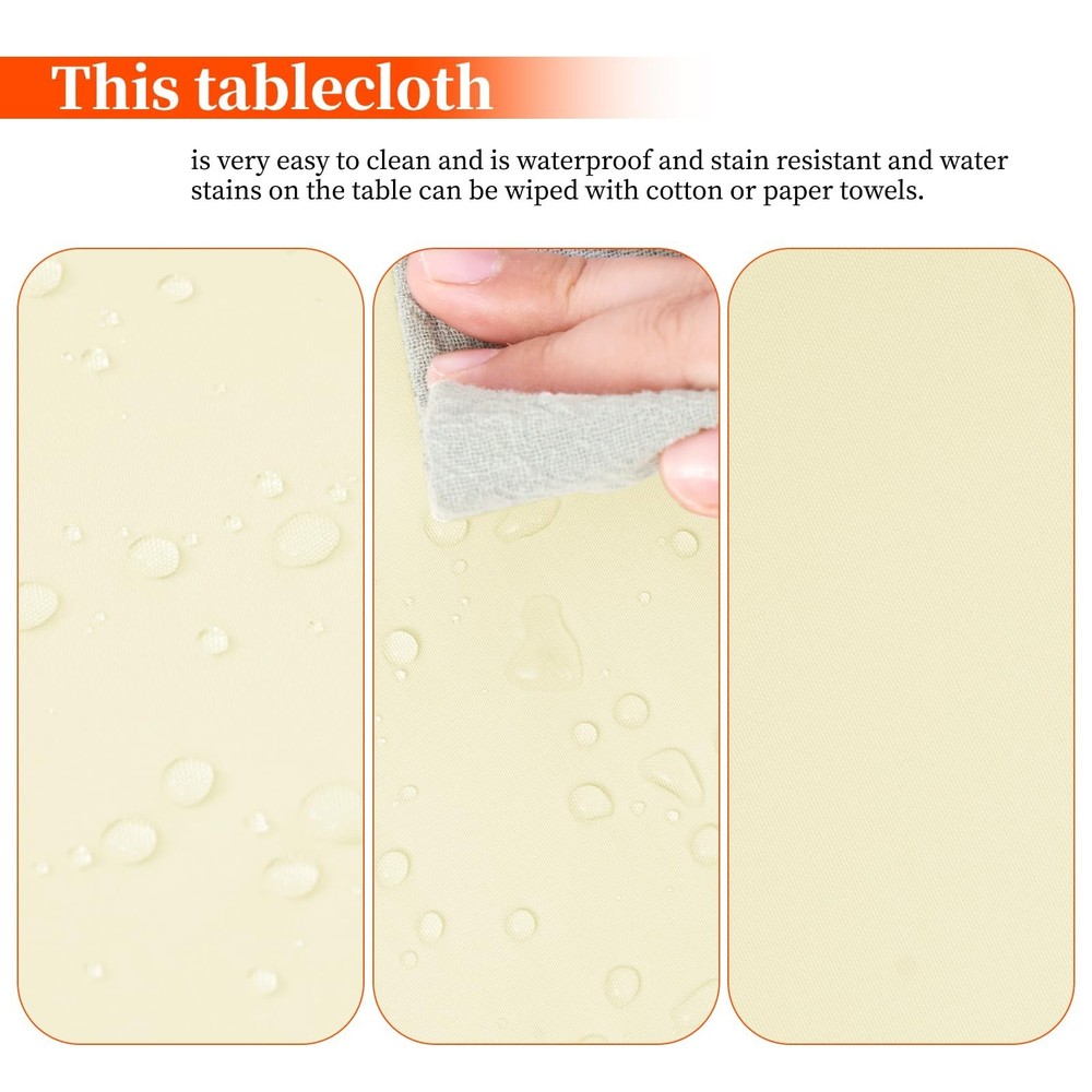 10 Pack Beige Round Tablecloth 90 Inch, Waterproof Polyester Table Cloth for ...