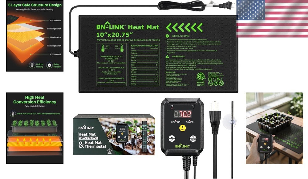 Seedling Heat Mat with Thermostat Controller Combo Set