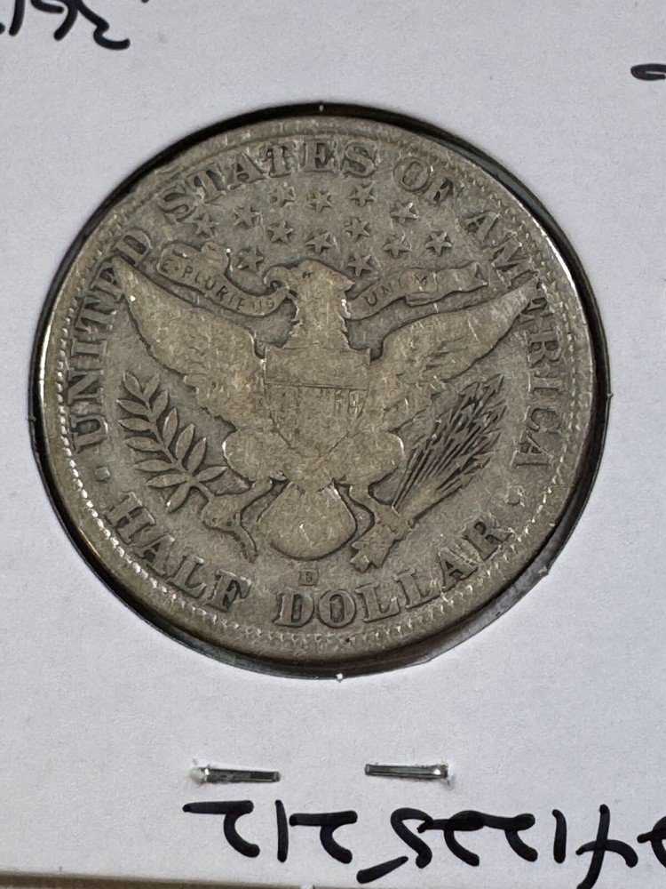 1912-D US Barber Silver Half Dollar Cleaned