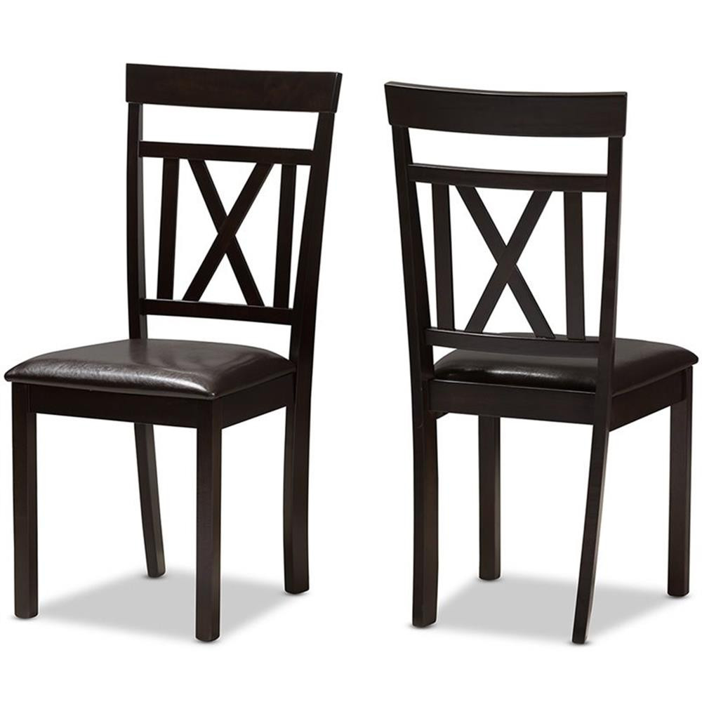 Baxton Studio Rosie 5 Piece Dining Set in Dark Brown
