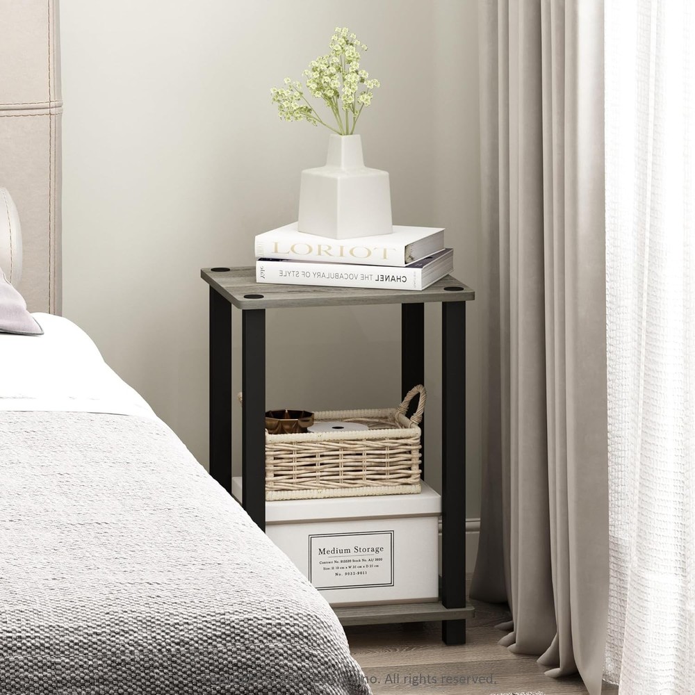 Functional French Oak Grey Side Table | Easy Assembly 1-Tier Design