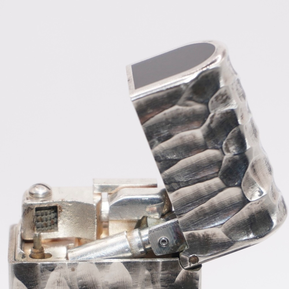 Dunhill Rollagas Lacquer Dome Lighter Silver plated with Black Lacquer_Working