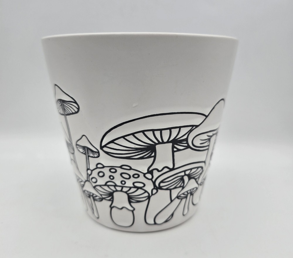 Heavy Ceramic Mushroom Planter White Pot Gardening ~ Retro Boho Spring Easter