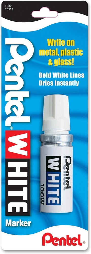 Pentel Permanent Marker, White, Broad Point, 1 Pack (100W)