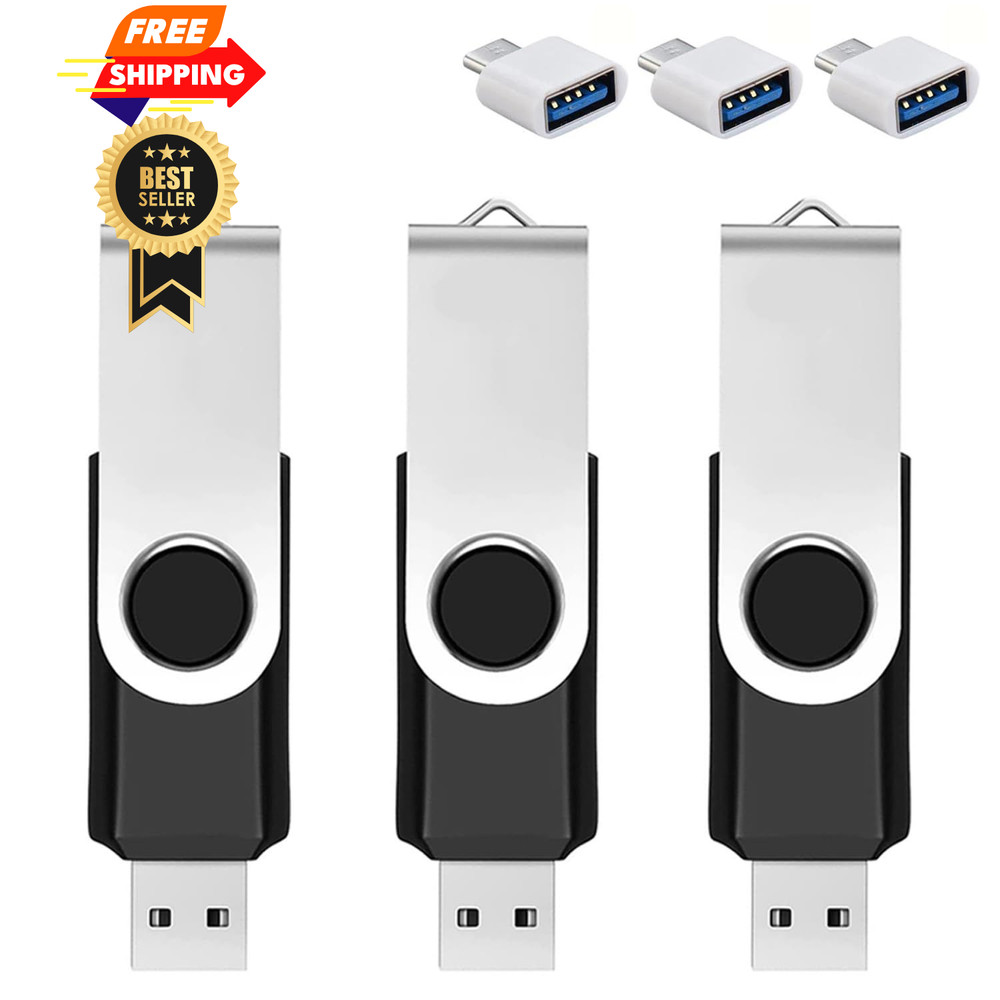 3 Pack 32GB USB Flash Drive with Type C Adapter and Storage Box 3-Pack