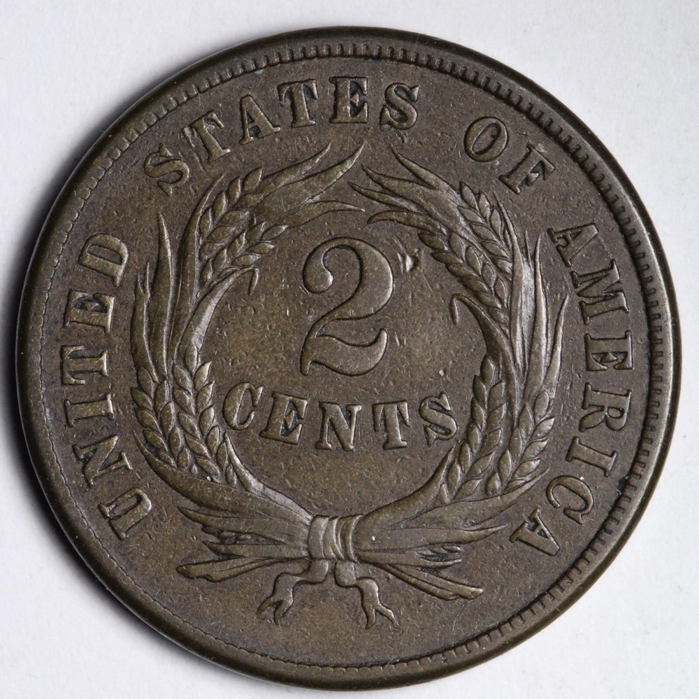 1865 Two Cent Piece AU E188 TREM
