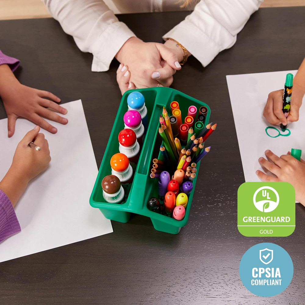 4-Compartment Small Plastic Caddy, Multipurpose Organization, Primary, 6-Pack