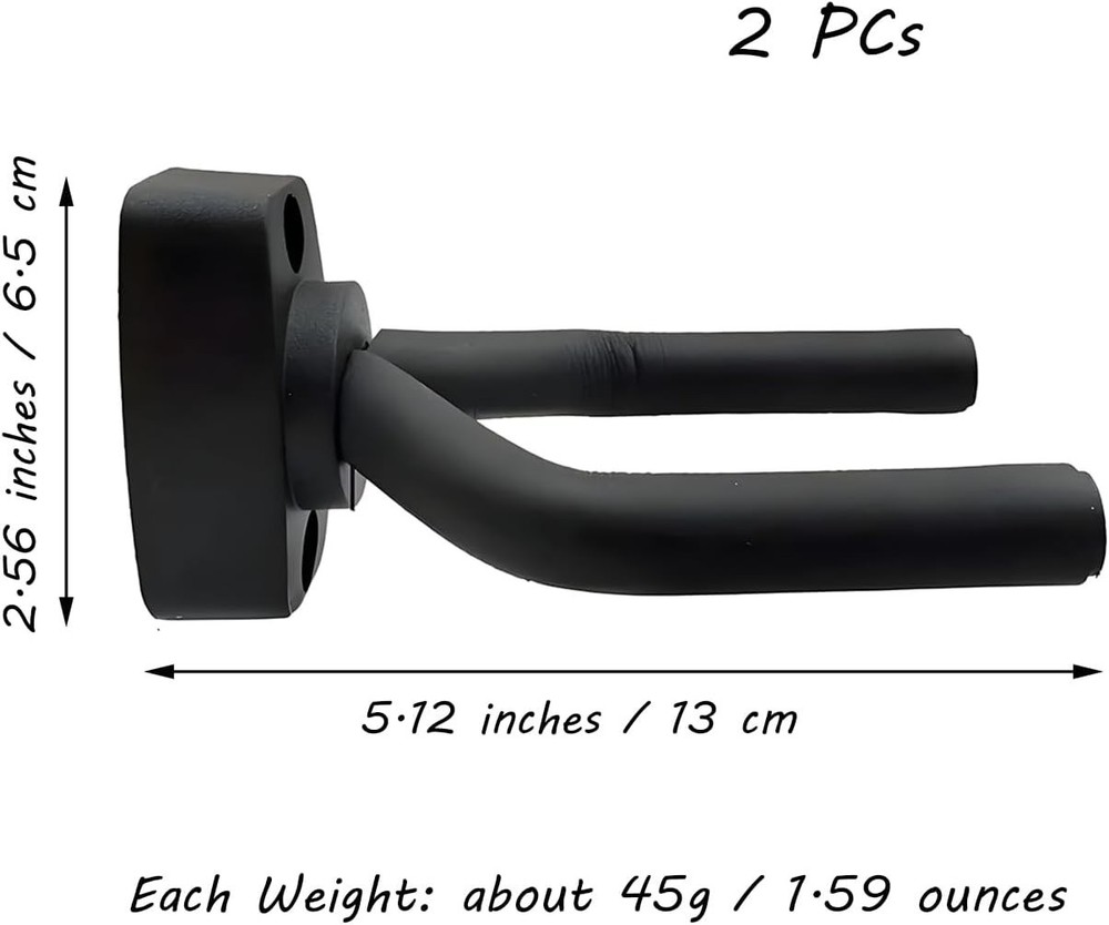 2 Pack Adjustable Guitar Wall Mounts with Non-Marring Foam Pads - Easy Install