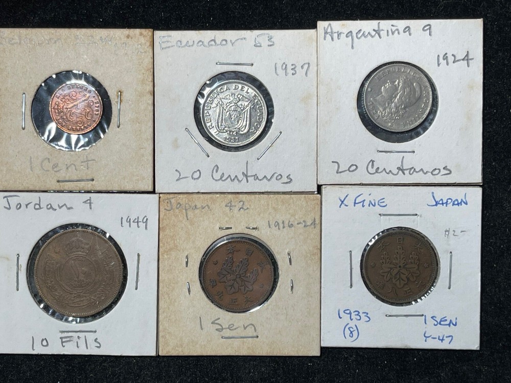Assorted World Foreign 6 Coins Lot