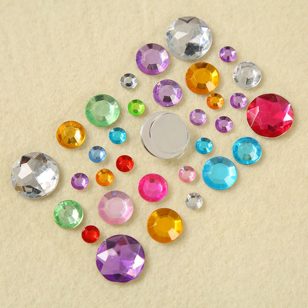 4 Sheets Assorted Self-Adhesive Rhinestones Stickers Flat Back Stick on Bling