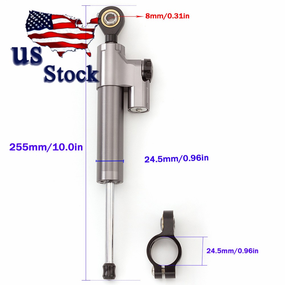 CNC Gray Steering Damper Motorcycle Stabilizer Linear Reversed Safe Control