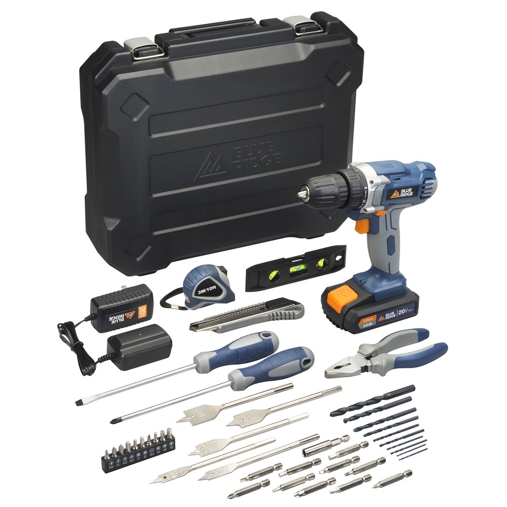 BR2812U Blue Ridge 20V Max Cordless Drill/Driver 46pc Project Kit