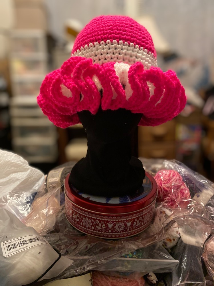 Handmade crochet ruffle hat
