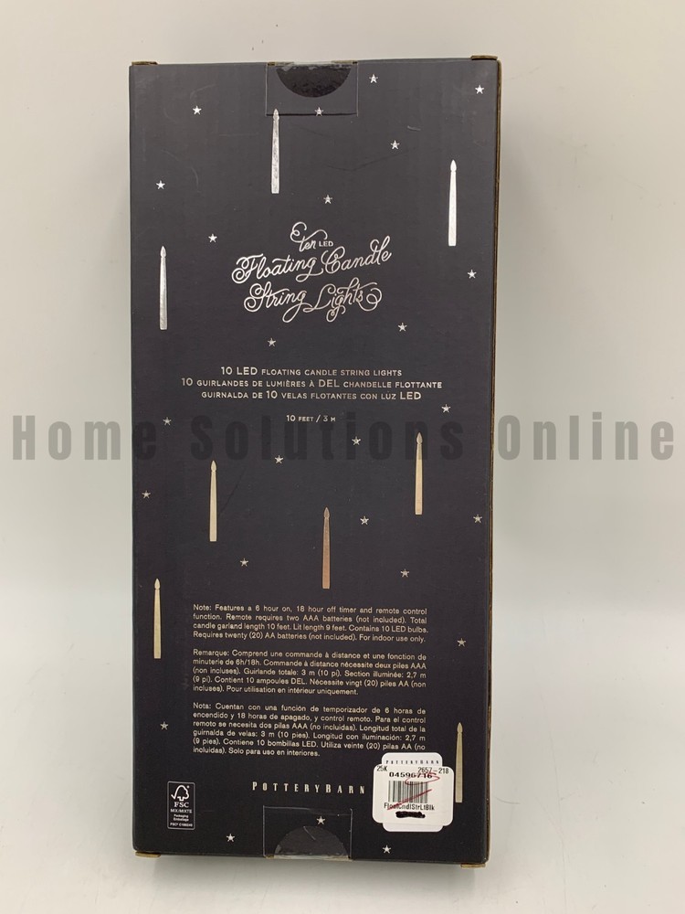 Pottery Barn LED Floating Candle String Lights Black 120" #D15