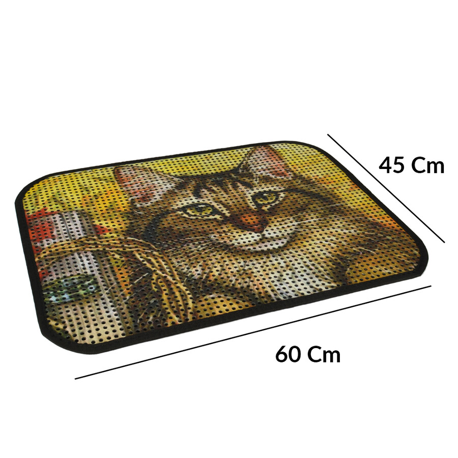 Cat Litter Mat Double Layer Rubber Foldable Large Eva 23” x 17" Design
