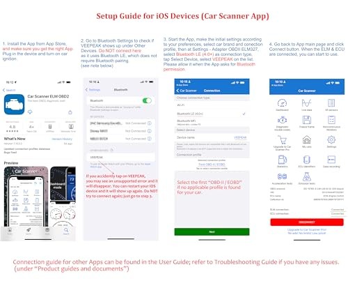 OBDCheck BLE Bluetooth OBD II Scanner for iOS & Android, Car Wireless Check