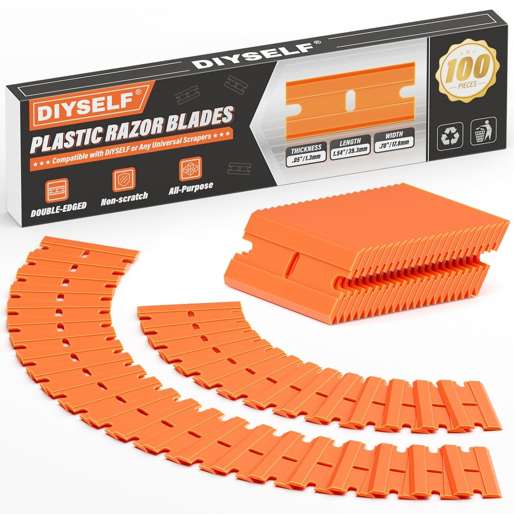 100 Pack Plastic Razor Blades, Blade Refill for Plastic Razor Blade Scraper, ...
