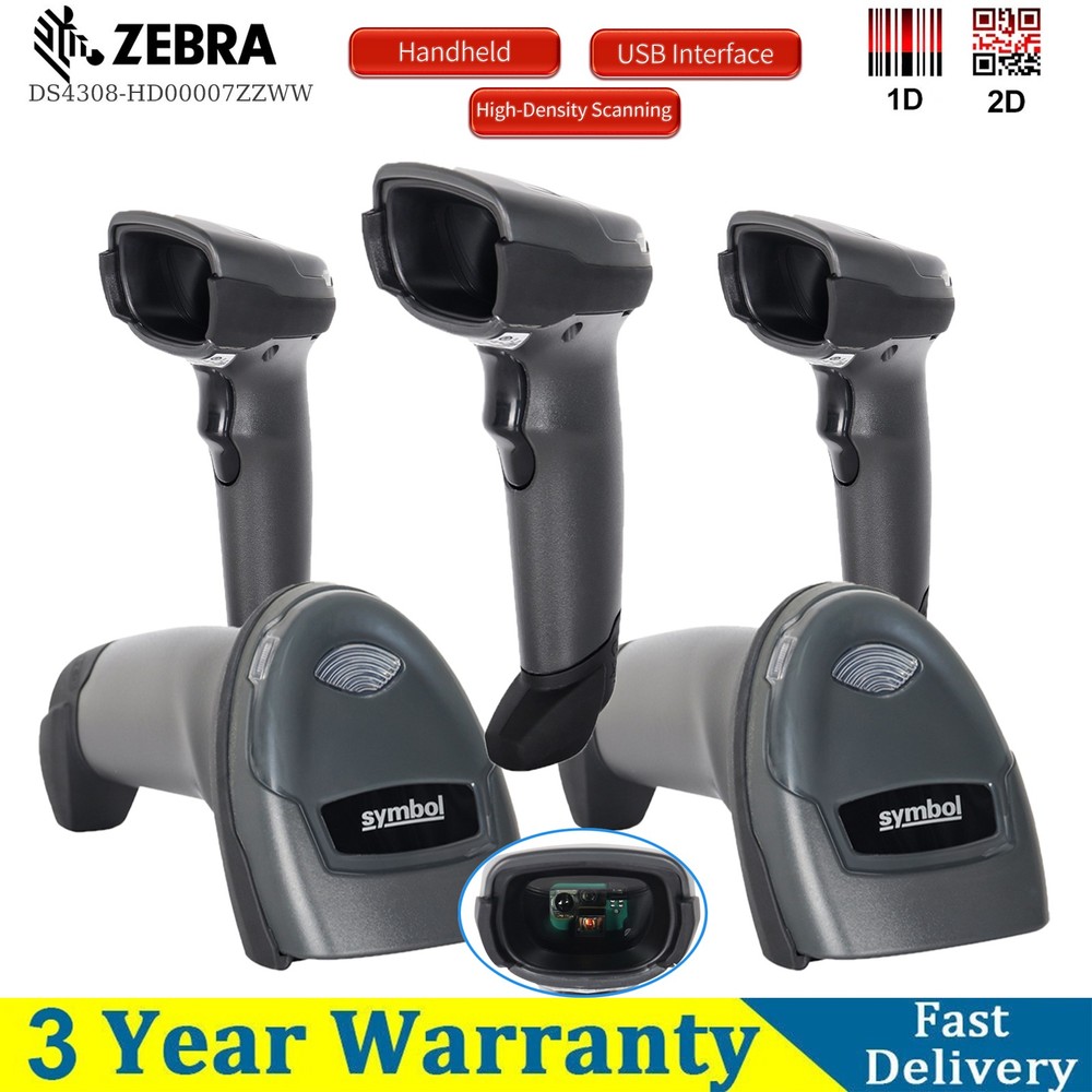 Zebra Symbol DS4308-HD00007ZZWW 2D Handheld Barcode  Scanner Reader +USB Cable