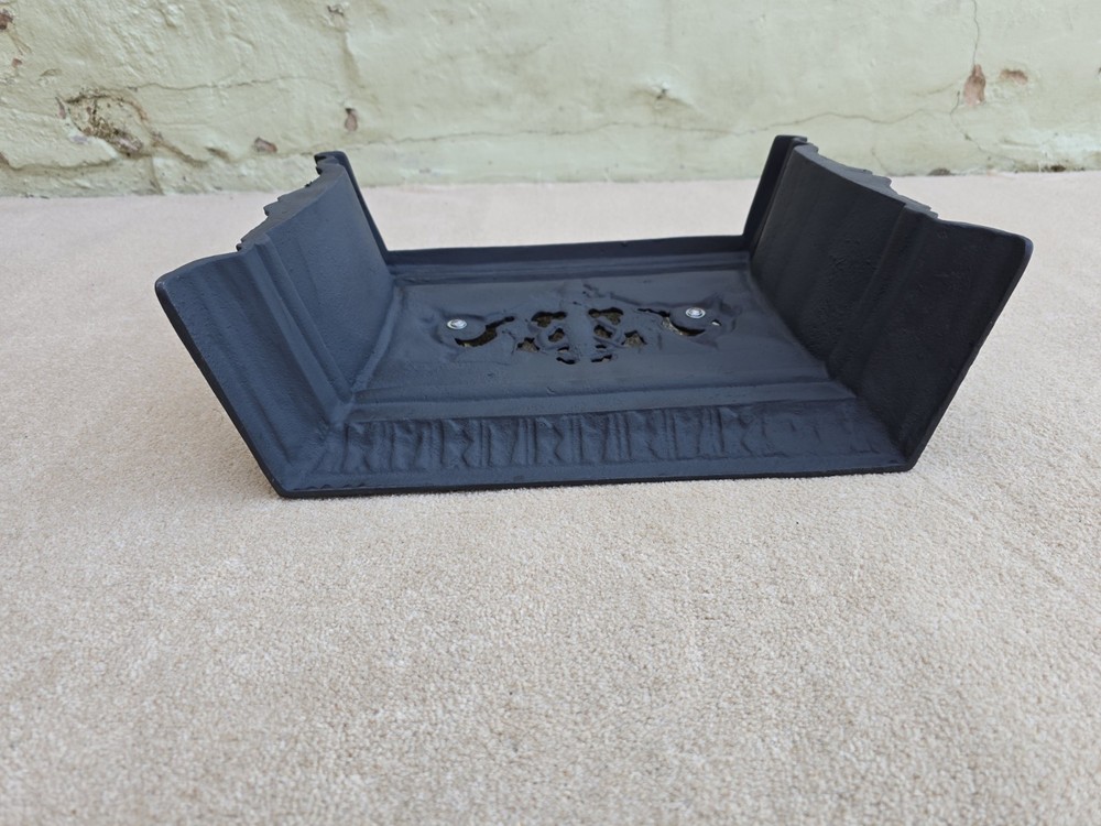 Black Cast Decorative Fire Front With Brass Handles Original Condition