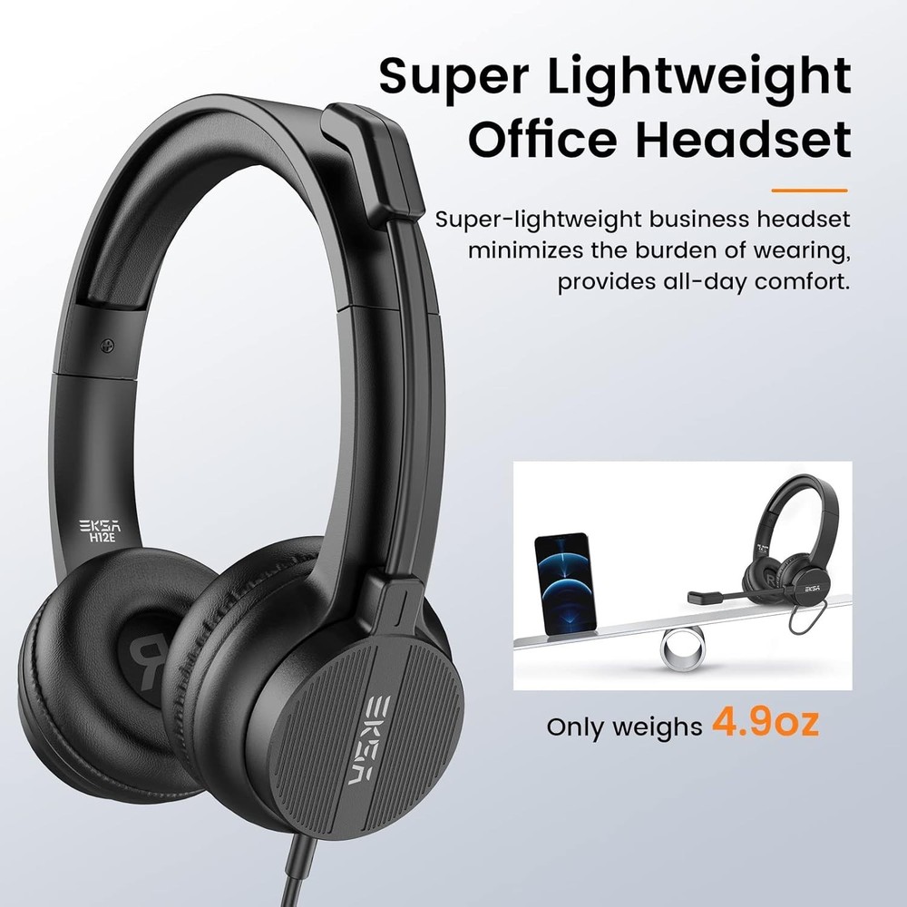 USB Headset with Microphone for PC Laptop, Wired Computer Headset Environment...